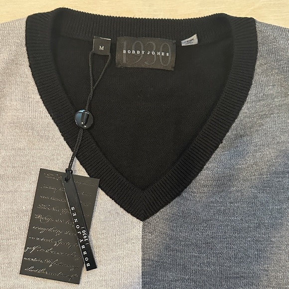 NWT Bobby Jones Wool and Silk Blend “Fallon” Tonal Plaid Jacquard Sweater - Picture 3 of 7